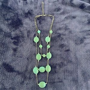 Silver tone faux turquoise necklace.